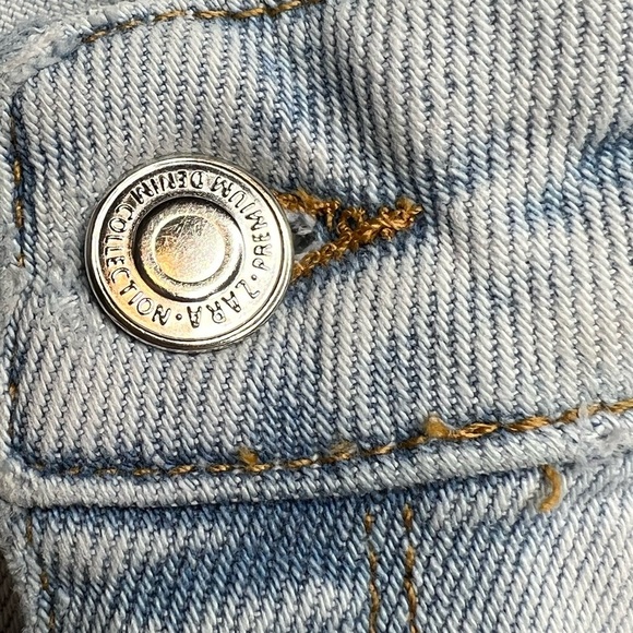 Zara Womens Jeans Size 2 Blue Mid Rise Raw Hem Distressed/Ripped/Slight Stretch - Picture 6 of 13